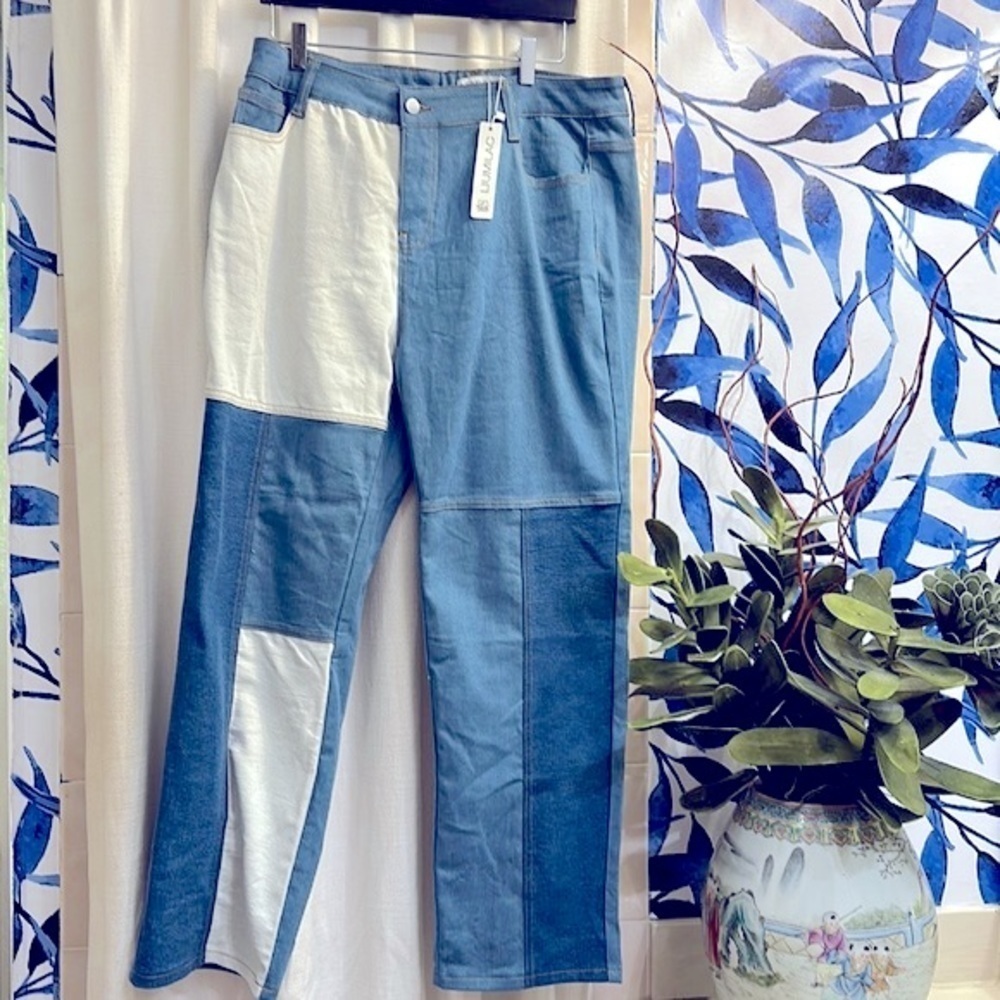 NWT Women’s Lumilac Cotton Polyester & Spandex Patchwork Jeans Size 2XL